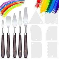 11 Stück Palette Messer und Abstreifermesser Malwerkzeug Set,Strukturpaste,Spachtel Set,5 Öl Malen Palettenmesser+6 Abstreifermesser,Malmesser,Edelstahl Acryl Spachtel zum Ölgemälde, Gouache, Aquarell