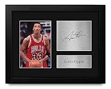 HWC Trading Scottie Pippen Chicago Bulls Gifts Printed Signed Autograph Picture for Basketball Memorabilia Fans - US Letter Framed (ID-008921)