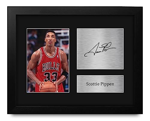HWC Trading Scottie Pippen Chicago Bulls Gifts Printed Signed Autograph Picture for Basketball Memorabilia Fans - US Letter Framed (ID-008921)