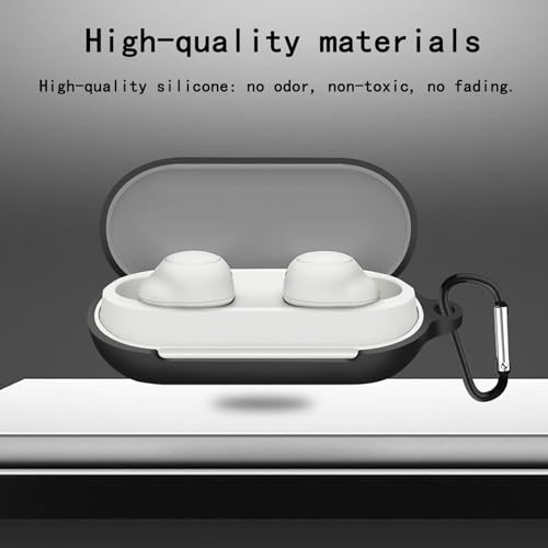 YAODLE Compatible for SONY WF-C700N Case, Silicone Shockproof Protective Cover with Carabiner(Black)