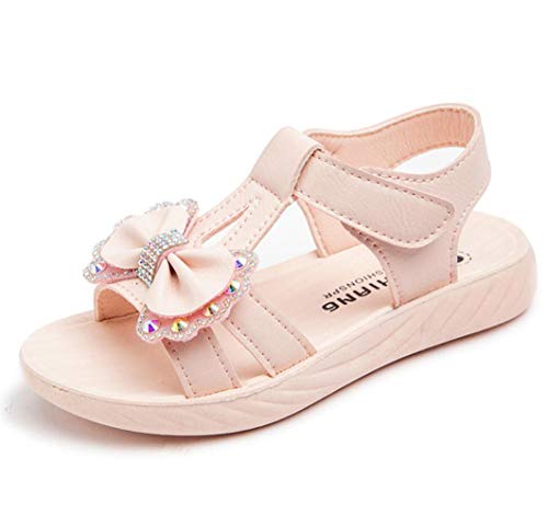 Girls Bow Outdoor Sport Casual Sandals Summer Princess Dress Shoes T-Strap Flat(Toddler/Little Kid)