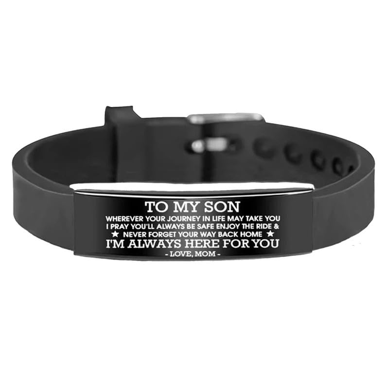 M Men Style Inspirational To My Son Bracelets- Adjustable Birthday Graduation Gift Bracelet for from Mom Dad, I Love You Motivational Him Wristband