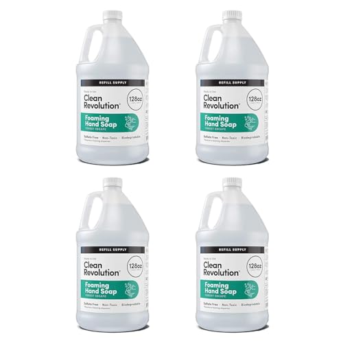 Image of Clean Revolution Foaming Hand Soap Refill with Real Essential Oils, Moisturizing Sulfate-Free Hand Soap, Ready-to-Use Foam Soap Refill for Kitchen & Bathroom, Forest Escape (128oz, 4 Pack)