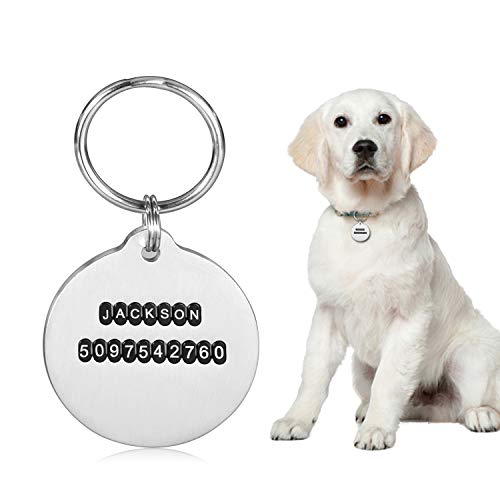 DIY Dog ID Tags Pet ID Tags, Engraved Dog Tags and Cat Tags Personalized Chew-Proof Tags, Stainless Steel Dog Tags, up to 2 Lines of Custom Text, Round, Piece Together Name&Number by Yourself - Thumbnail 3