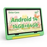 MUISOO 10 Zoll Kinder Tablet, Android 14 Tablet für Kinder, Octa Core Prozessor,1280x800 HD-Display, 5000 mAh Batterie, 14GB+64GB+1TB TF, WiFi 6, BT5.0,5MP+8MP Dual-Kamera Android Tablets, Grün