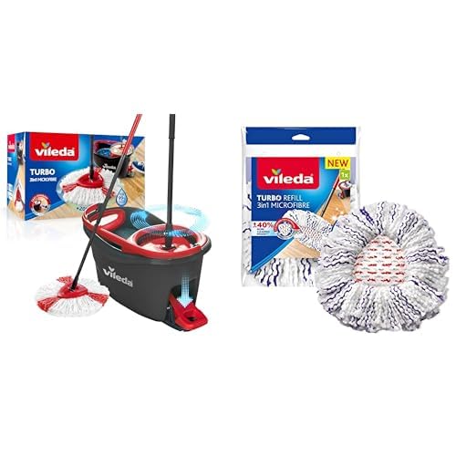 Vileda Easy Wring & Clean Turbo balai avec seau à pédale, Manche télescopique