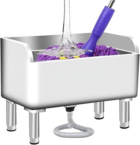DLLDQBD Commercial Floor Mop Sink, Stainless Steel Mop Service Basin Mop Bucket Laundry Room Slop Sink Utility Tub Mop Pool Kit for Kitchen/Restaurant/Business/Garages(Size:60x41x60cm)