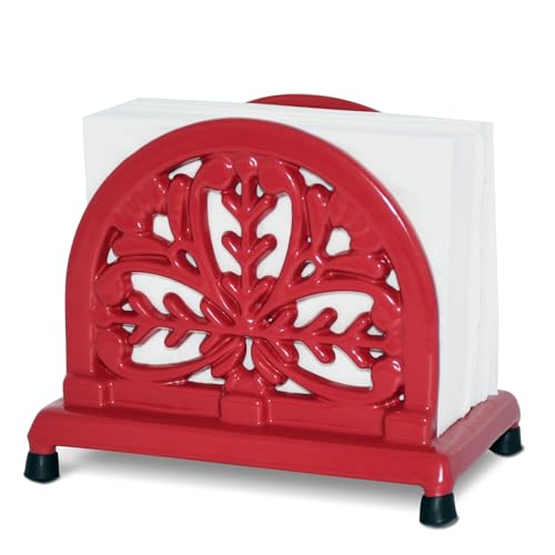 JOGREFUL Cast Iron Napkin Holder, Kitchen Organizer Mistletoe Pattern Red