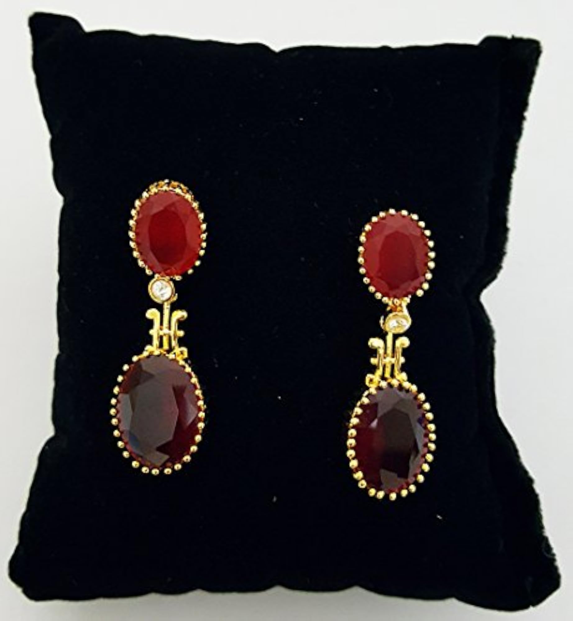 Women's Red Stone Ruby Earrings, Elegant Design