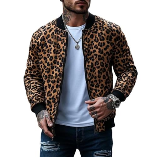 Chaqueta Con Estampado De Leopardo Para Hombre Autumn Trendy Loose Fullper Jacket Coat L