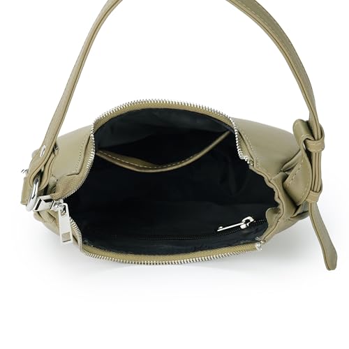 Image of K London Women's Vegan Leather Half Moon Bag | Stylish Black Shoulder Hobo | Compact Baguette Purse for Office, Casual, Party & Travel Use