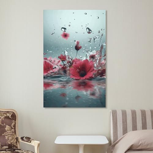 Impression sur toile design floral tombant dans l'eau tableau moderne