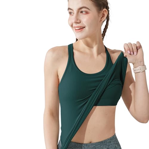Image of sphinx cat Womens Ribbed Workout Crop Tops with Built in Bra Yoga Racerback Tank Top Slim Fit