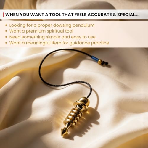 Image of Plus Value Brass Isis Metal Back Dowsing Manual Pendulum Premium Model for Professional Massager Dowsers, Vastu Experts, Prediction Yes No (4 Charts & Jute Bag)