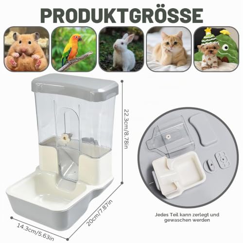VGECEE Automatischer Futterspender 800ml Futterspender für Käfig