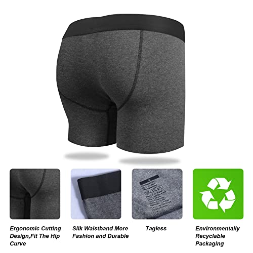Conkend Mens Boxer Briefs Cotton Underwear Pack Breathable No Ride Up 6" Wide Waistband Tageless Boxers Briefs For Men With Shiny Glitter #TOP2