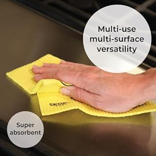 Skoy Cloth, Large 2-Pack Versatile Swedish Dishcloths for Kitchen and Household Use, Reusable Cleaning Cloths, Planet-Friendly, Dishwasher and Dryer-Safe, Blue/White