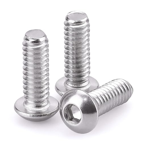Image of 1 /4-20 x 5 /8 inch Button Head Socket Cap Bolts Screws, 304 Stainless Steel 18-8, Allen Hex Drive, Bright Finish, Fully Machine Thread, Pack of 50