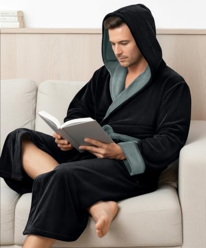 Image of NY Threads Mens Hooded Robe - Plush Long Bathrobes for Men