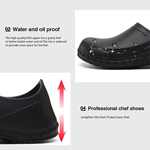 Jswei Professional Slip Resistant Clog Unisex Work Shoe Chef Shoe Nurse Shoe Construction Shoes Doctor Shoes Black 7.5 #TOP2
