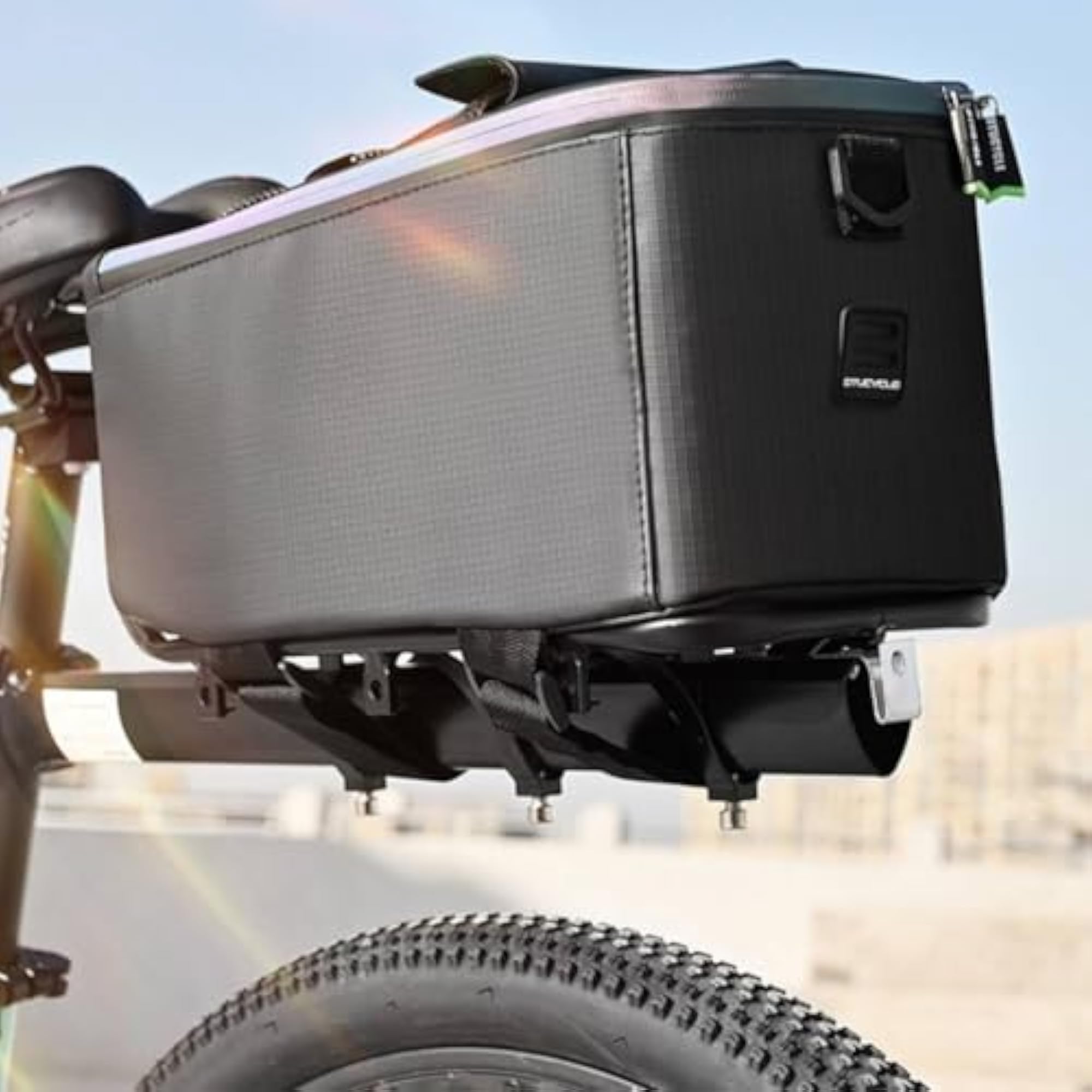 Waterproof Black Bike Trunk Bag with Zipper Closure