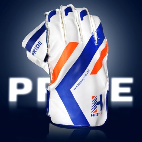 Image of Heega Pride Synthetic Leather, Rubber College Cricket Wicket Keeping Gloves | Padded Palm, Finger Protection Suitable for Professional Players and Practice Use (Youth)