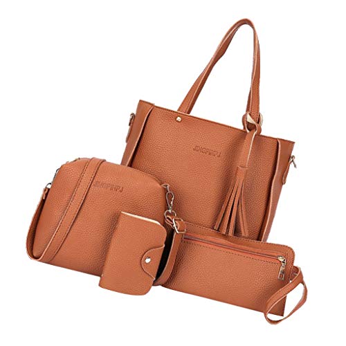 Baoblaze 4PACK Bolsa De Couro Feminina Bolsa De Ombro Bolsa Bolsa Titular De Cartão Conjunto De Saco