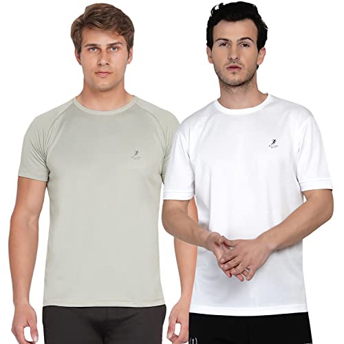 Image of Armisto Men's Combo Pack of 2 DRI FIT Sports & Training Gym Tshirt /Sweat Absorbing Dry Fit /Extra Stretch /for Training, Badminton, Cricket, Yoga, Golf (All Sports) All Colours & Sizes