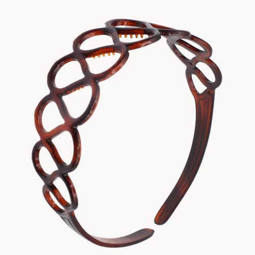 Parcelona French Twisted Loops Tortoise Shell Brown 1 1/2” Celluloid Wide Flexible Hair Headband For Women And Girls, Made In France #TOP12