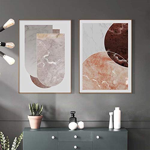 Peinture marbre abstrait géométrique pour salon moderne déco minimaliste chic lot de 2