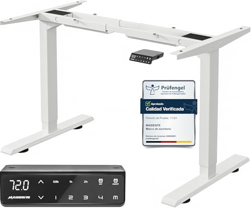 MAIDeSITe Mesa de pie eléctrica Ajustable en Altura 2 Patas Elevadoras con Motor Dual(Blanco)