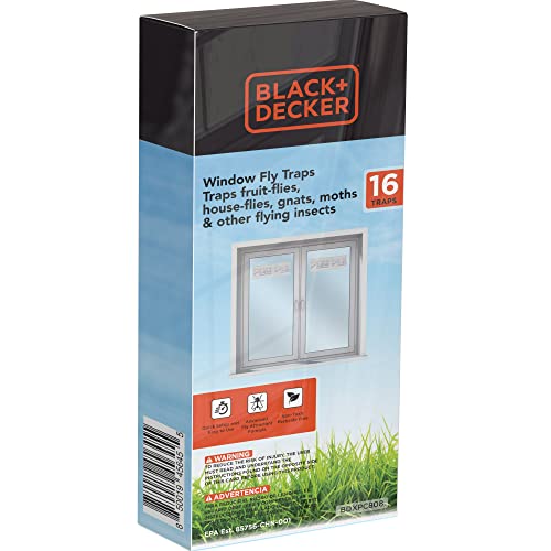 BLACK+DECKER Fly Traps for Indoors- Fruit Fly Traps & Fly Trap for Window- Sticky Fly Paper Strips for Flies, Gnats, Moths, Mosquitoes & Other Insects- Pre-Baited & Odorless, (Pack of 16)