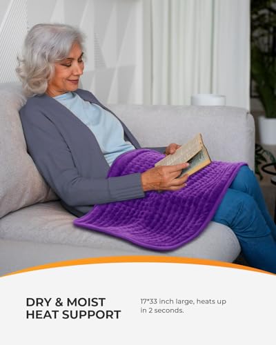 Image of Heating Pad for Back Pain Relief & Cramps, CooCoCo Heating Pads with Auto Shut Off, 6 Heat Settings Electric Heated Pad, 18 inchx33 inch, Purple