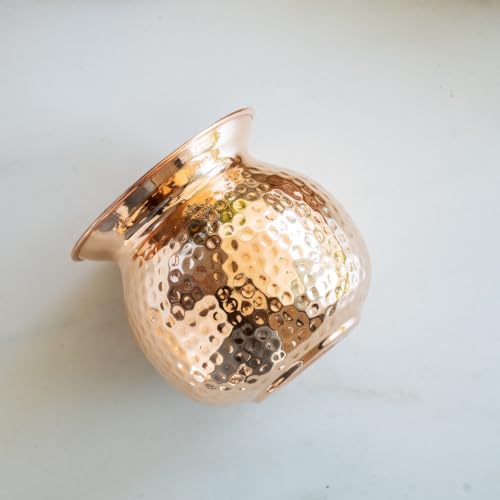 Image of INDIAN ART VILLA Pure Copper Hammered Design Lota Kalash, 850 ML, Set of 1, for Pooja, Worship