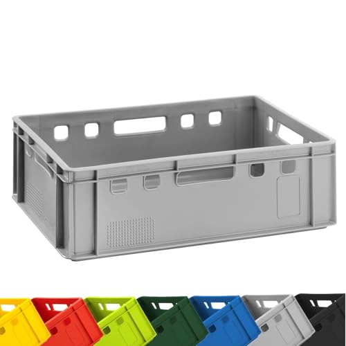 BURI 1 cassetta per carne E2, grigio, 60 x 40 x 20 cm, per macellaio, Eurobox dalla Germania, per uso alimentare, robusta, impilabile