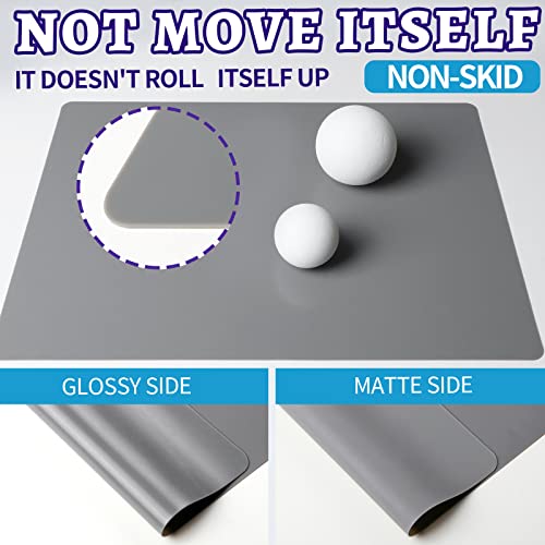 Image of LEOBRO Silicone Mat for Resin Molds, 2 PCS 15.7 inch x 11.7 inch Play Dough Mat, Silicone Mats for Crafts, Jewelry Molds Mats, for Resin, Clay, Paint, Dark Gray & Clear
