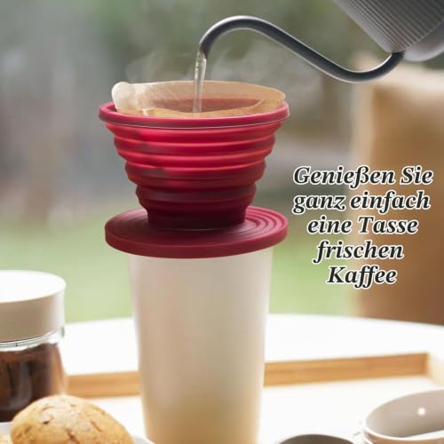 MERMOO YILAN Kaffeefilter Faltbar Camping Reise Kaffeefilter Silikon Kaffee Tropfer mit Aufbewahrungstasche Outdoor Coffee Filter Cone für… – Ansicht 4