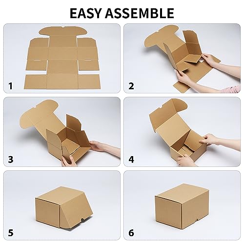 Image of RLAVBL 7x5x4 Shipping Boxes Set of 25, Brown Corrugated Cardboard Box for Packing, Mailing, Business