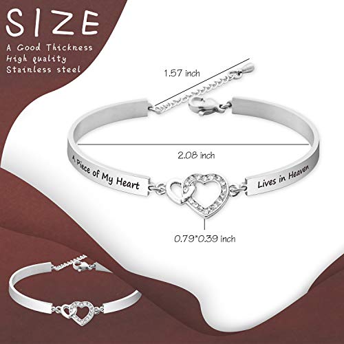 Memorial Sympathy Bracelet - A Piece of My Heart Live in Heaven Angel Wing Charm Remembrance Gift for Her3