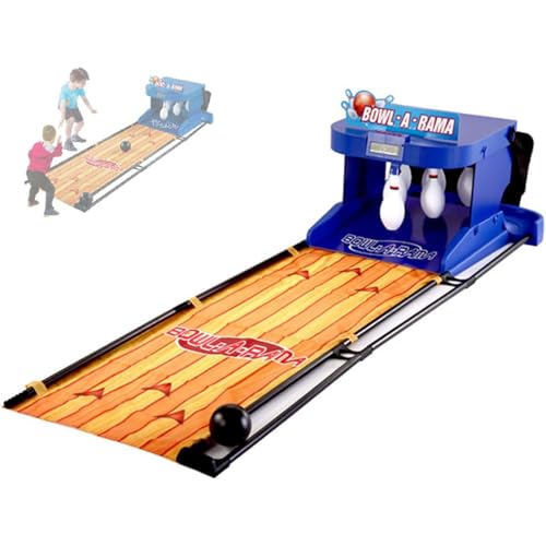 UORDBY Bowlingbahn für Zuhause, mit automatischer Rückstellung, Beleuchtung, realistischen Soundeffekten und Faltbarer Indoor-Familienspielkonsole 2m/6ft