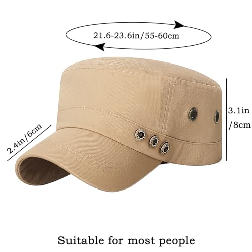 Image of Cadet Army Hat 2 Pieces Flat Top Cap Unisex Military Hat for Women Men