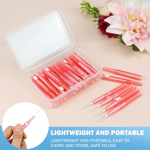 ZJIVQO 30pcs Interdental Brushes Dental FOSS Stick Retractable Toothpick Tooth Floss Sticks Flossing Head for Cleaner Dental Floss Stick Tooth Cleaning Tool,0.6mm,Pink - Image 4