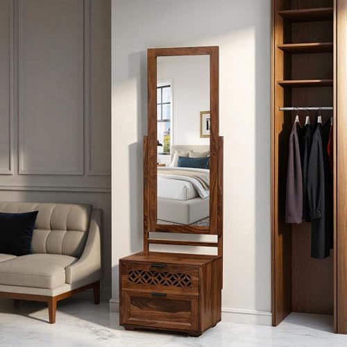 Image of The Attic Ambient Dressing Table for Bedroom, Solid Wood, Honey Matte Finish