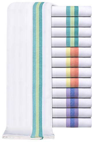 Set of 12 Herringbone Weave Tea Towels - 100% Ring...