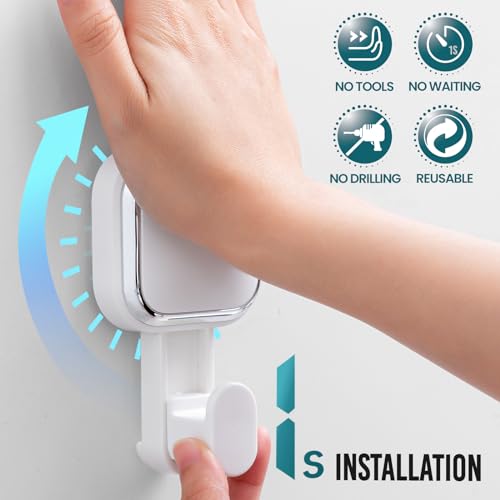Image of TAILI Suction Cup Hooks 4 Packs, No Drilling Heavy Duty Towel Hanger, Shower Hanger for Bathroom Kitchen Hotel, Easy to Install and Remove Waterproof Wall Hooks, Square-Shaped, White, AWW073
