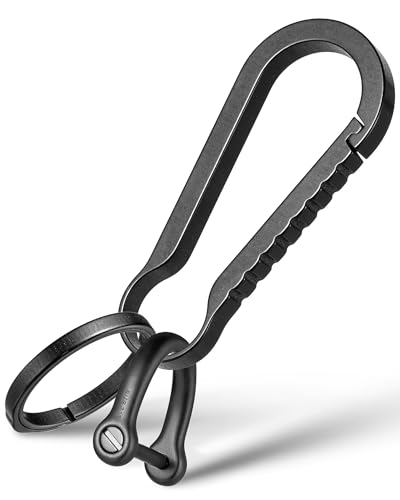 Image of FEGVE Titanium Key Chain Clip with Side-Pushing Key Ring & 2 /3inch D Ring for Car Fob Keys