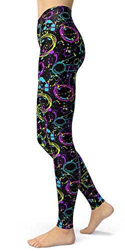 Image of sissycos Women's 80s Leggings Neon Artistic Splash Printed Buttery Soft Stretchy Pants