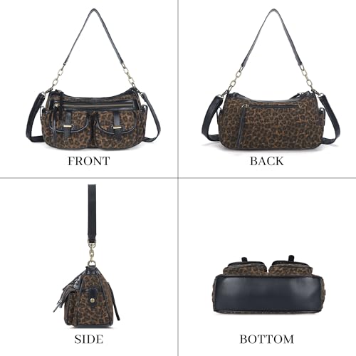 Image of Angel Kiss Hobo Purses for Women Crossbody Shoulder Bag Ladies Multi Pocket Handbags with Adjustable Shoulder Strap | Soft Vegan Leather