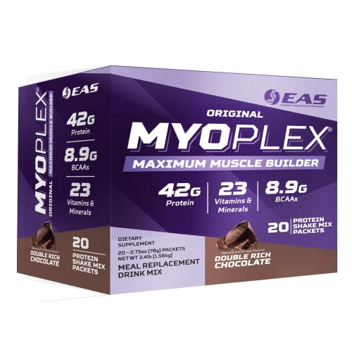 Experimental & Applied Sciences EAS Original Myoplex Maximum Muscle Builder | Meal Replacement Protein Drink Mix | Quality Protein Blend | 42g Protein | 20 Individual Packets (Double Rich Chocolate)