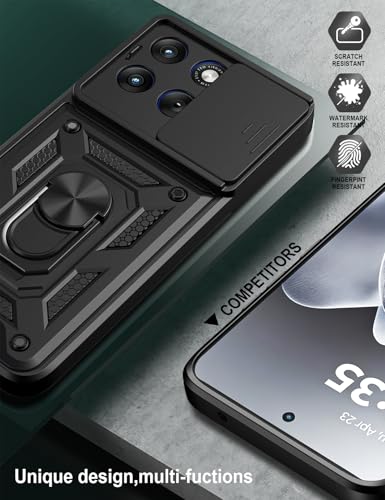 Image of Tough Armor Bumper Back Cover for Motorola Moto Edge 70 Fusion 5G | Sliding Camera Cover, Kickstand & Ring Holder 360 Degree Protection Back Cover for Moto Edge 70 Fusion 5G - Black
